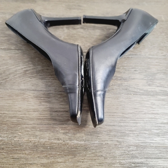 Enrico Gibellieri Black Cut Out Leather High Heels Made in Italy sz 37 - Picture 5 of 12